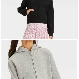 Girls m (8) Art Class 1 Gray and 1 Black cropped zip up hoodie sweatshirt